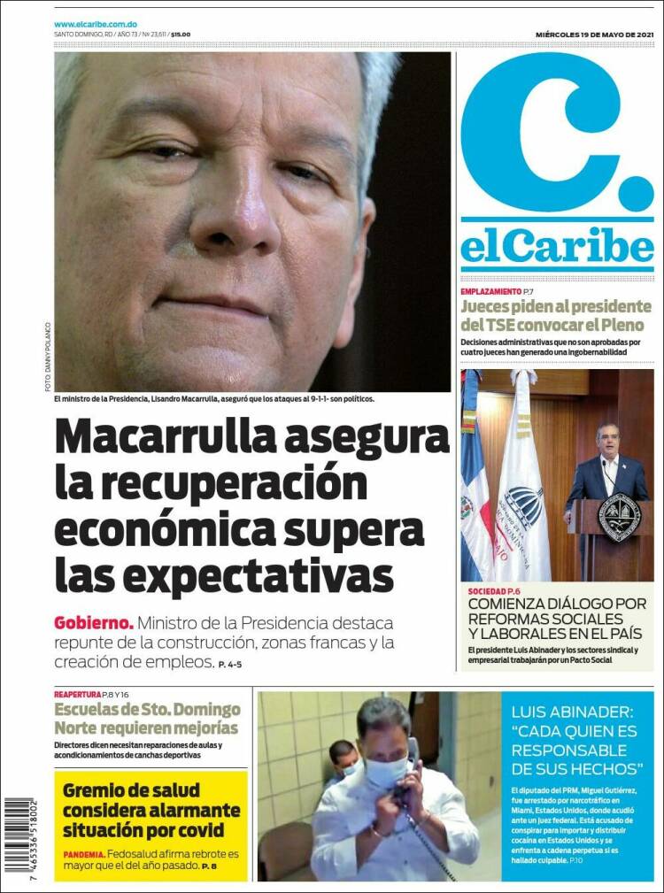 Portada de El Caribe (R. Dominicana)