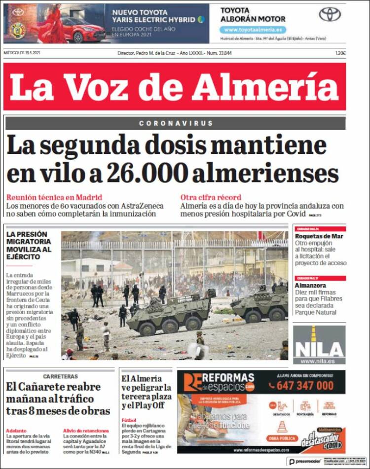 Portada de La Voz de Almería (Espagne)