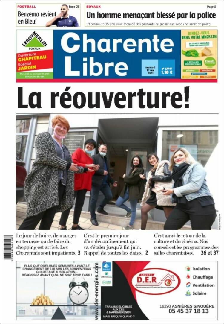 Portada de Charente Libre (Francia)