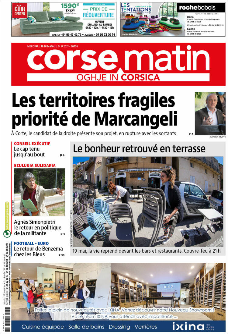 Portada de Corse-Matin (Francia)