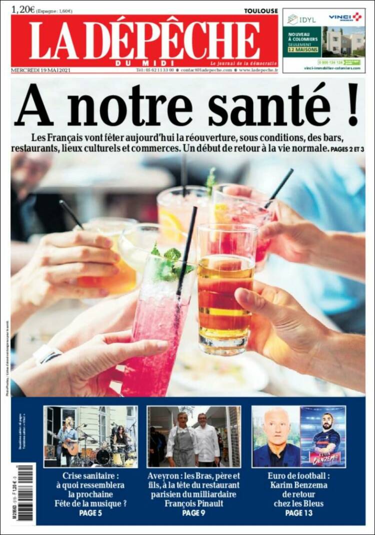 Portada de La Dépêche du Midi (Francia)