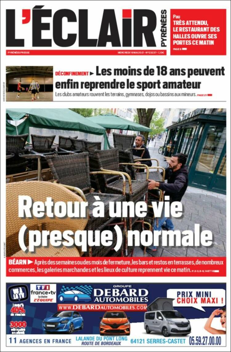 Portada de L'Eclair des Pyrénées (Francia)