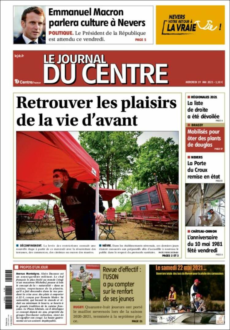 Portada de Le Journal du Centre (Francia)