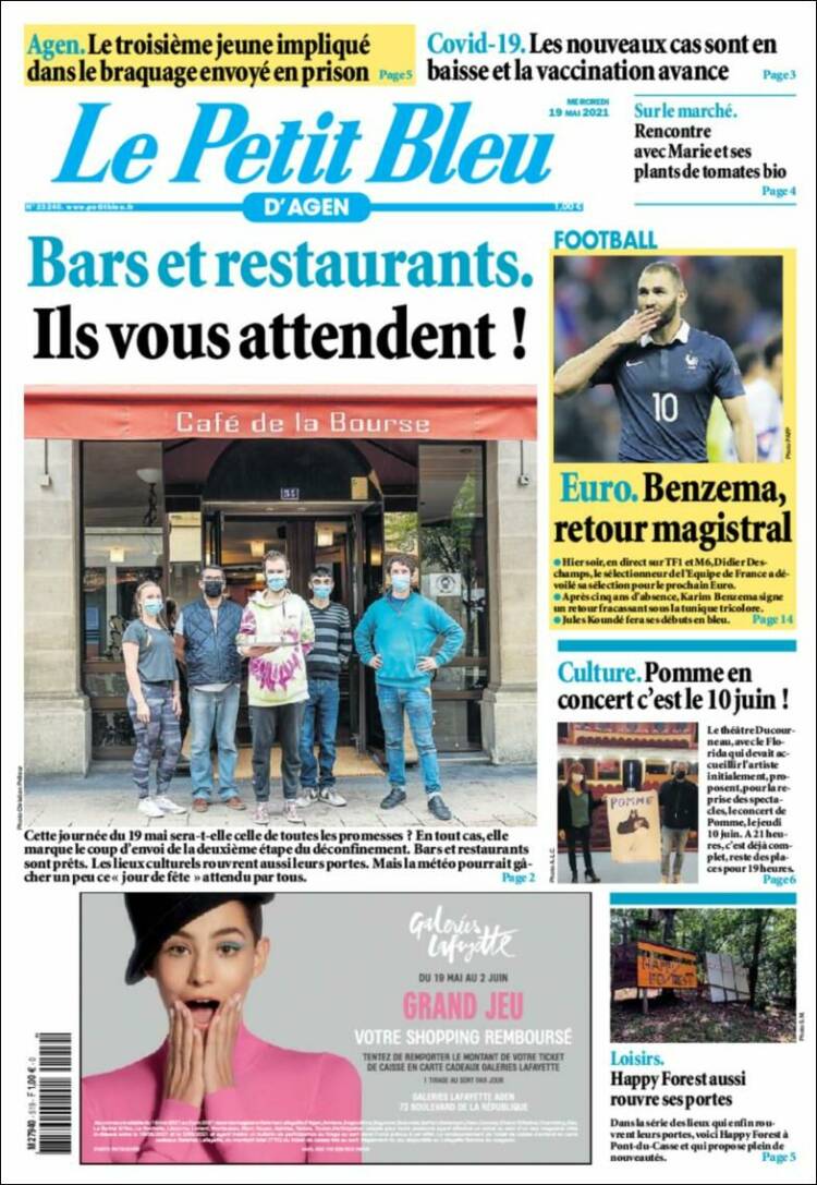 Portada de Le Petit Bleu (Francia)