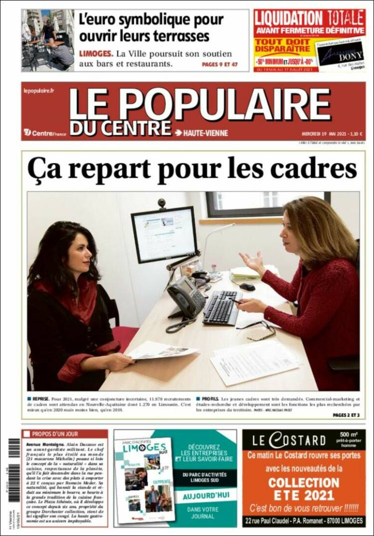 Portada de Le Populaire du Centre (Francia)
