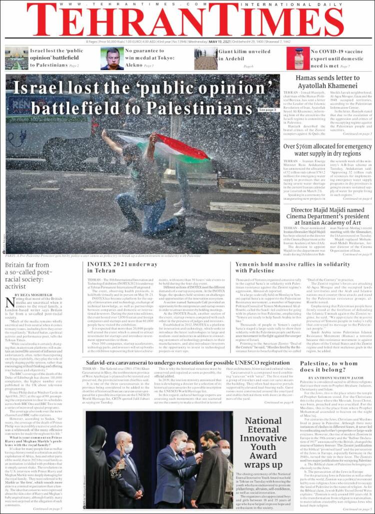 Portada de TehranTimes (Ir&aacute;n)