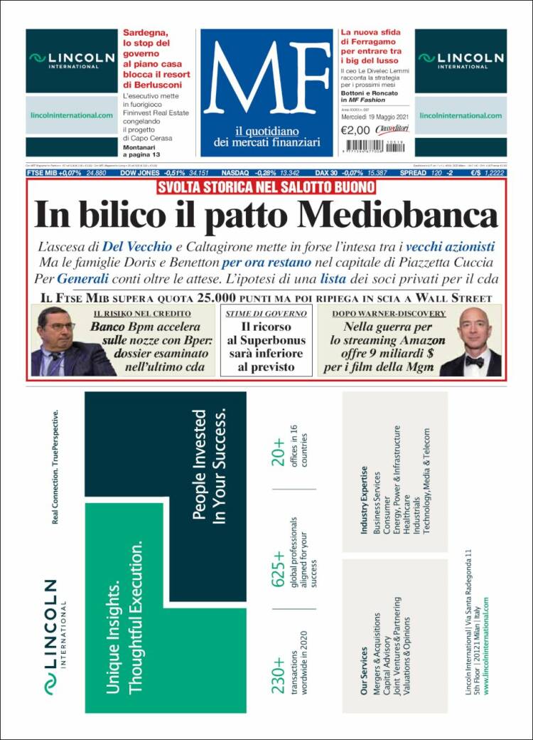 Portada de Milano Finanza (Italia)