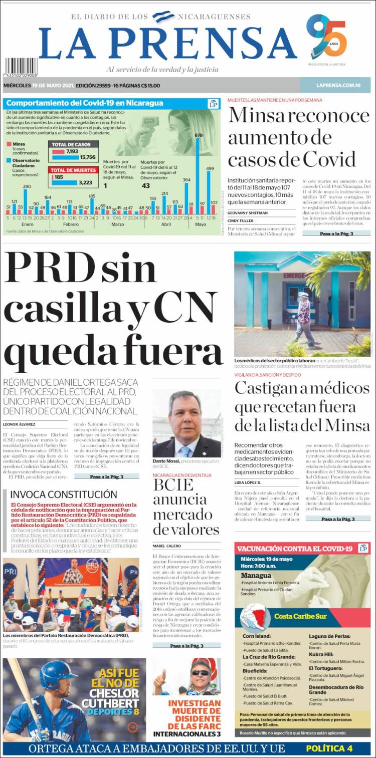 Portada de La Prensa (Nicaragua)