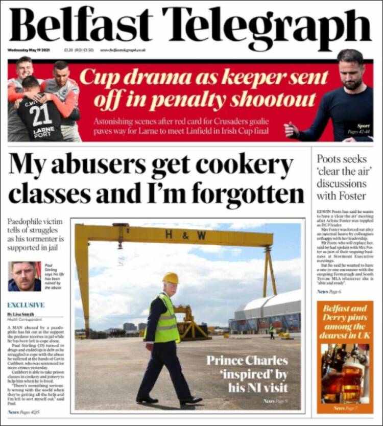 Portada de Belfast Telegraph (Reino Unido)