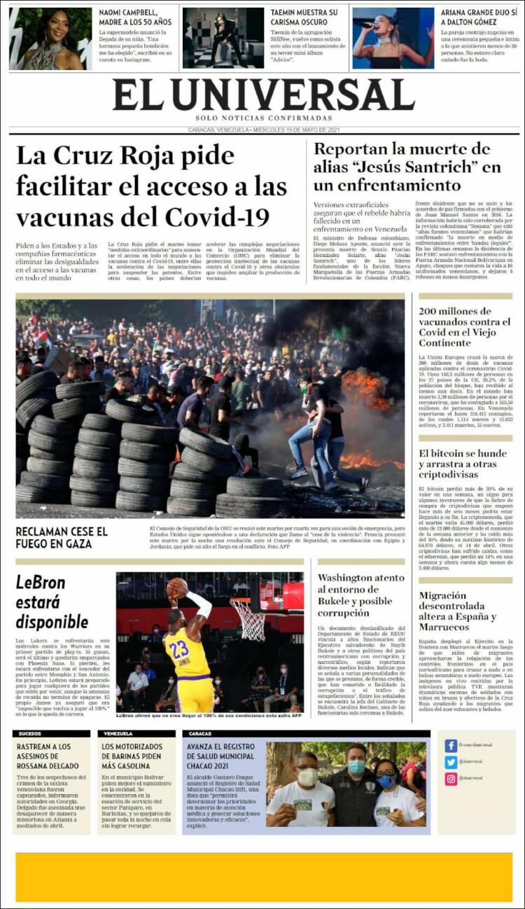 Portada de Universal (Venezuela)