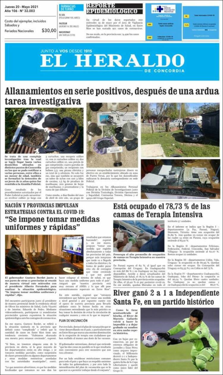 Portada de El Heraldo de Concordia (Argentina)