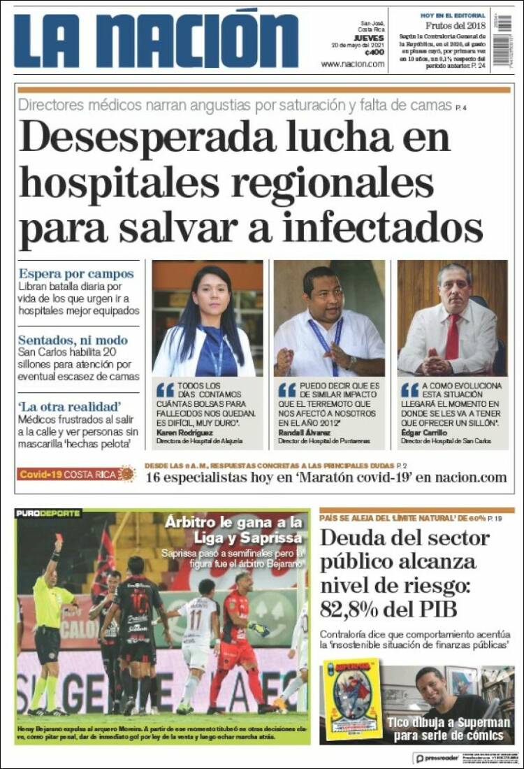 Portada de La Nación - Costa Rica (Costa Rica)