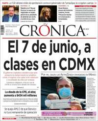 Portada de La Crónica de Hoy (México)