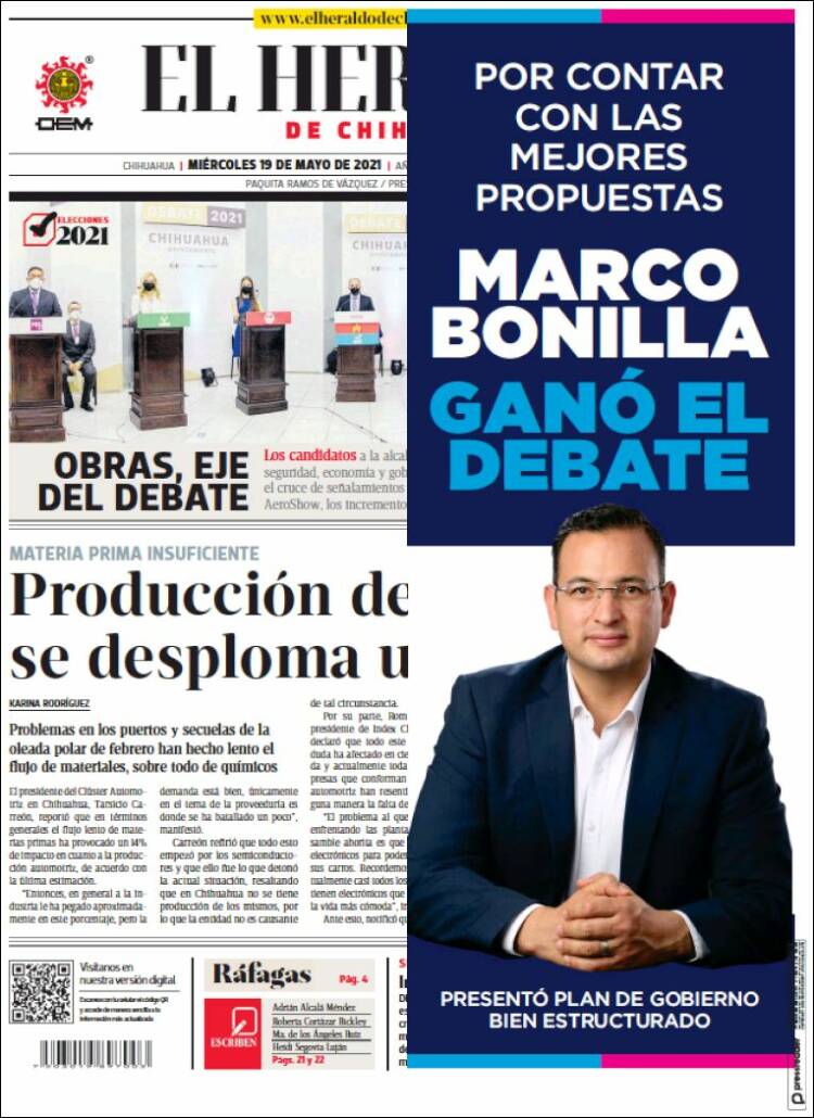 Portada de El Heraldo de Chihuahua (México)