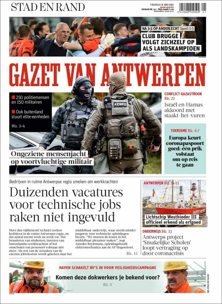 Portada de Gazet van Antwerpen (B&eacute;lgica)