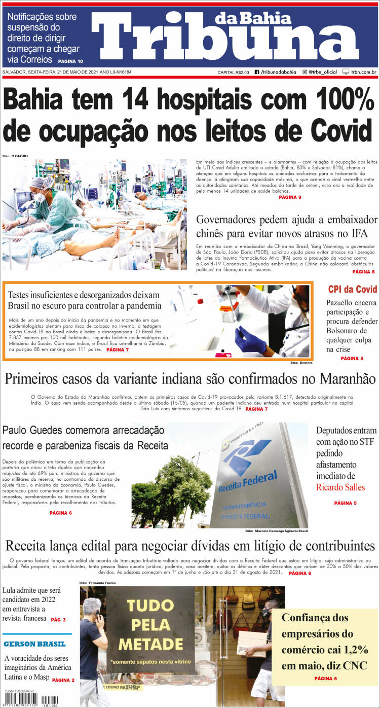 Portada de Tribuna da Bahia (Brasil)