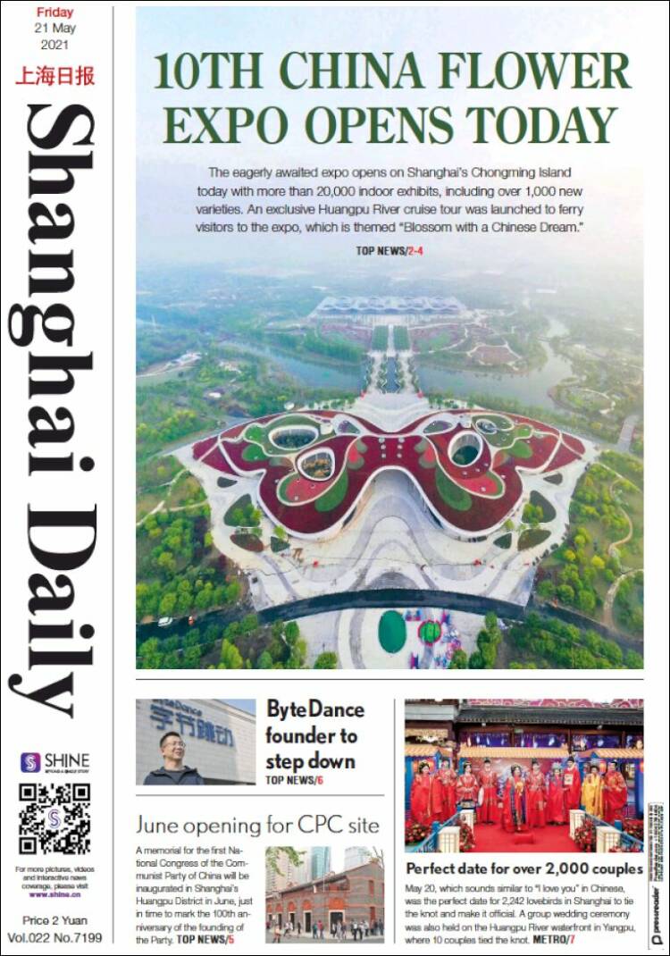 Portada de Shanghai Daily (China)