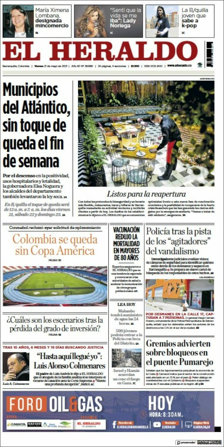 Portada de El Heraldo (Colombia)