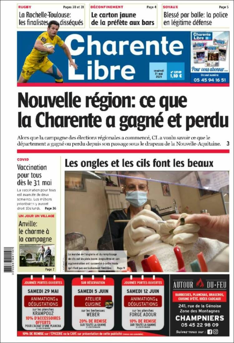 Portada de Charente Libre (Francia)