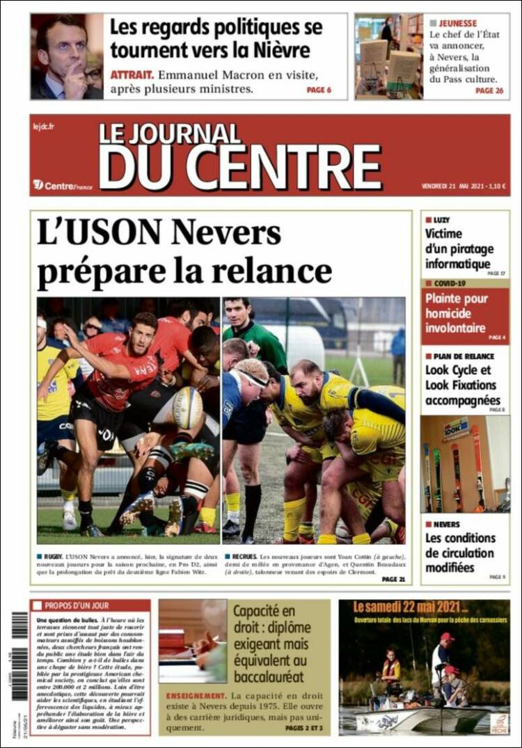 Portada de Le Journal du Centre (Francia)