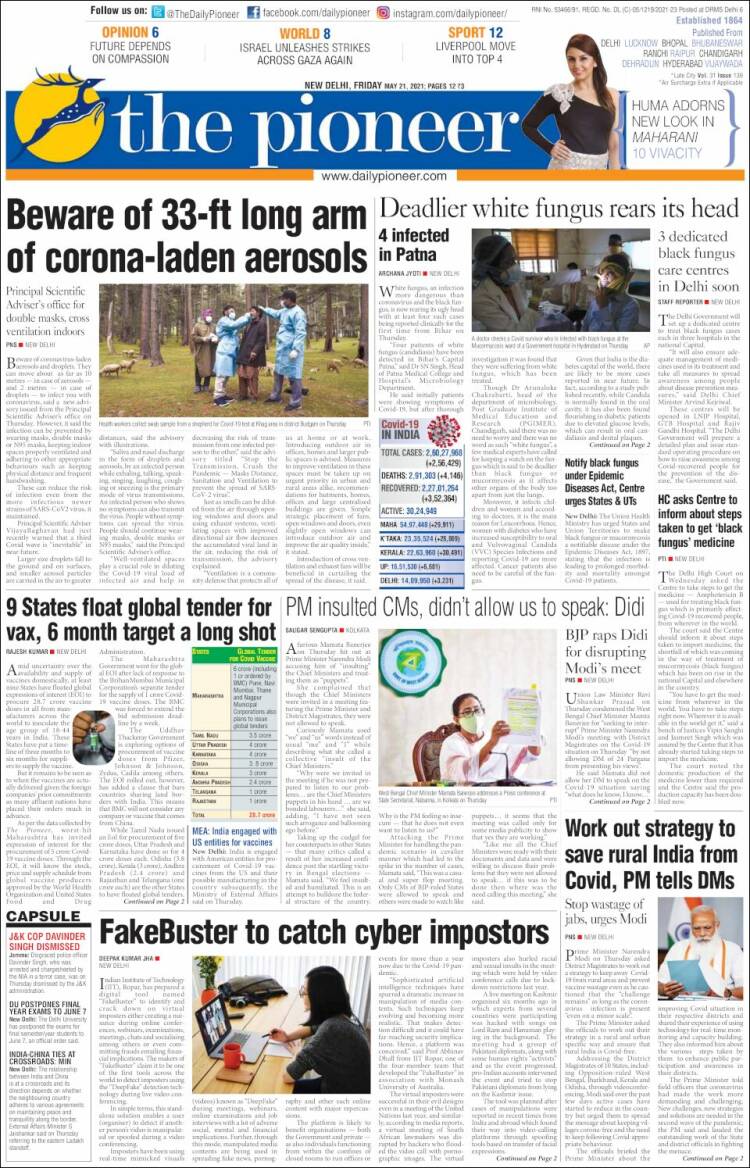 Portada de The Pioneer (India)