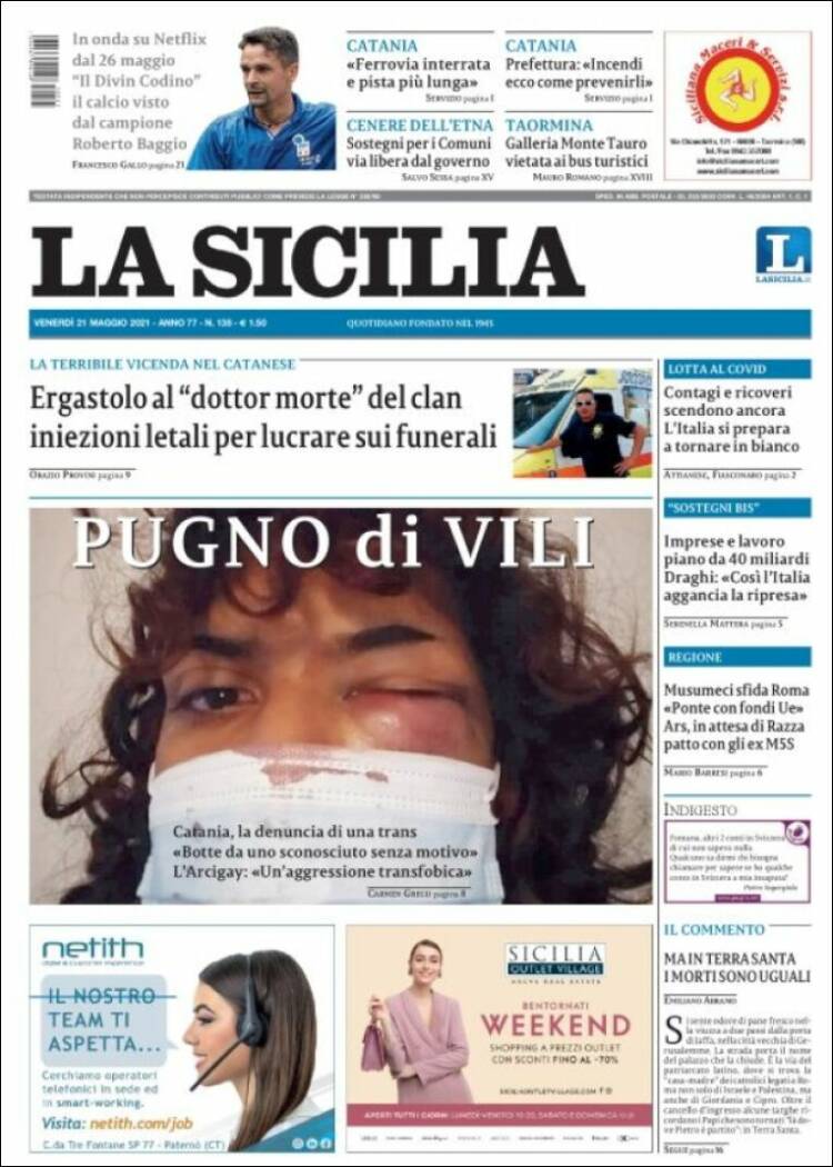 Portada de La Sicilia (Italia)