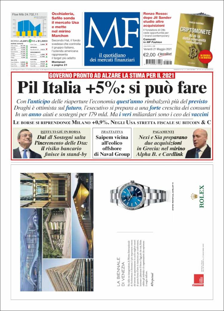 Portada de Milano Finanza (Italia)