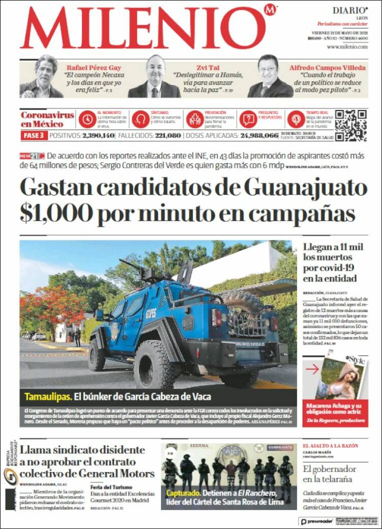 Portada de Milenio de León (Mexico)