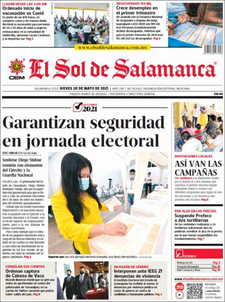 Portada de El Sol de Salamanca (Mexico)