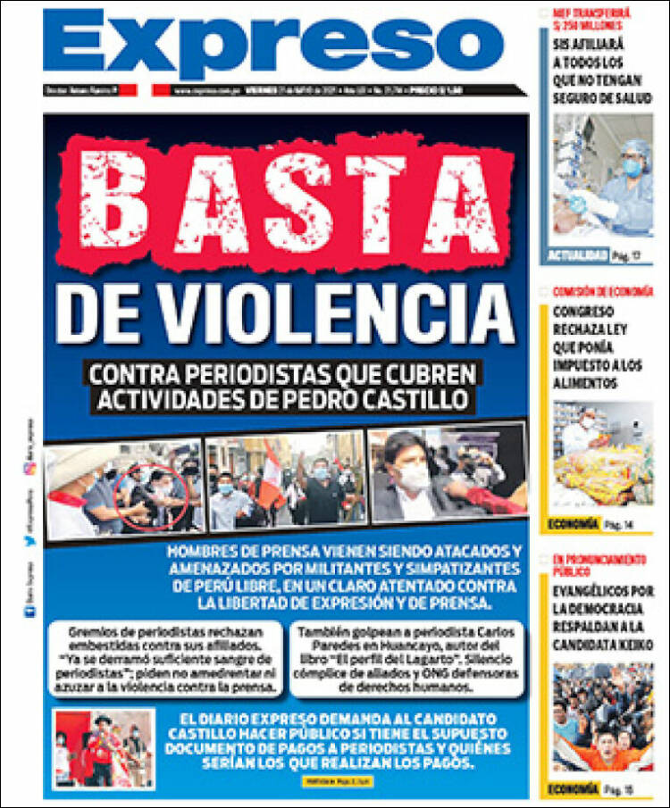 Portada de Expreso (Per&uacute;)