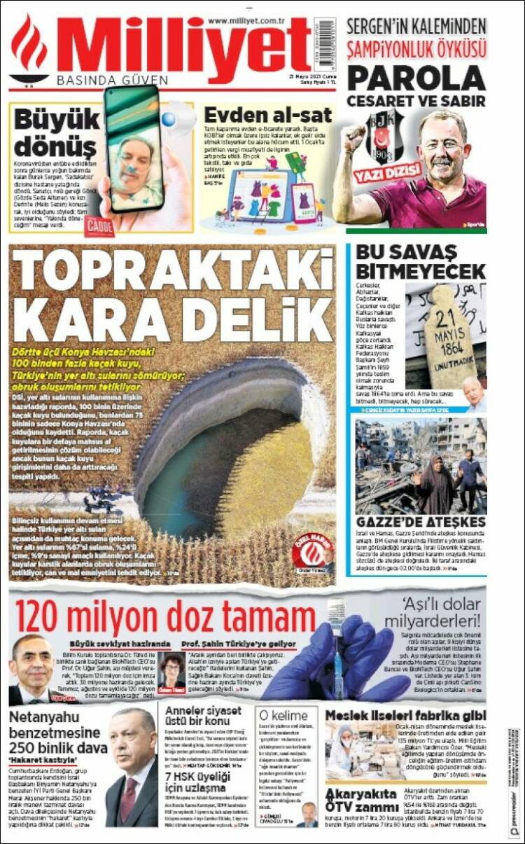 Portada de Milliyet (Turqu&iacute;a)