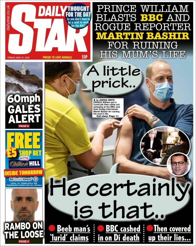 Portada de Daily Star (Reino Unido)