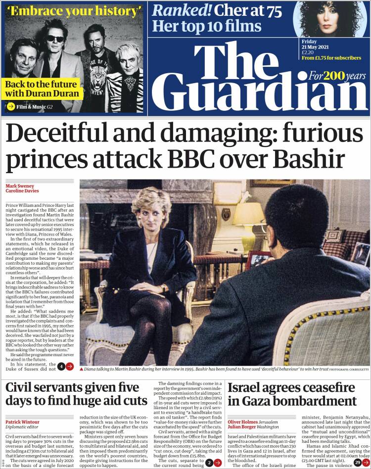 Portada de The Guardian (Reino Unido)