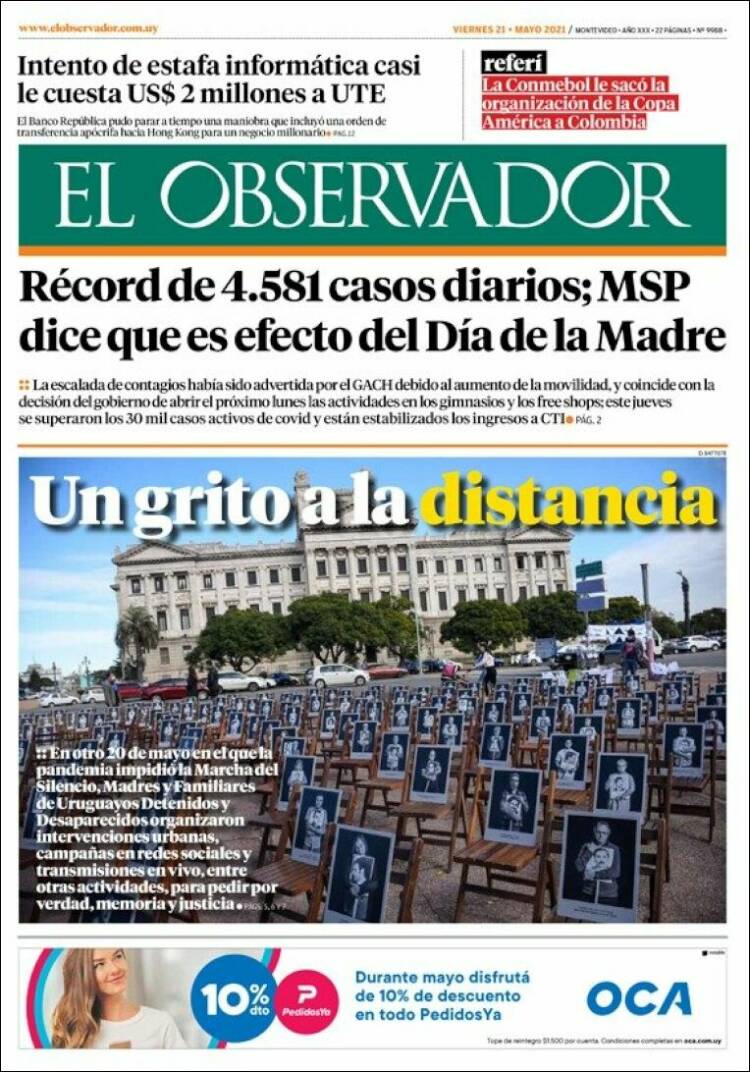 Portada de El Observador (Uruguay)
