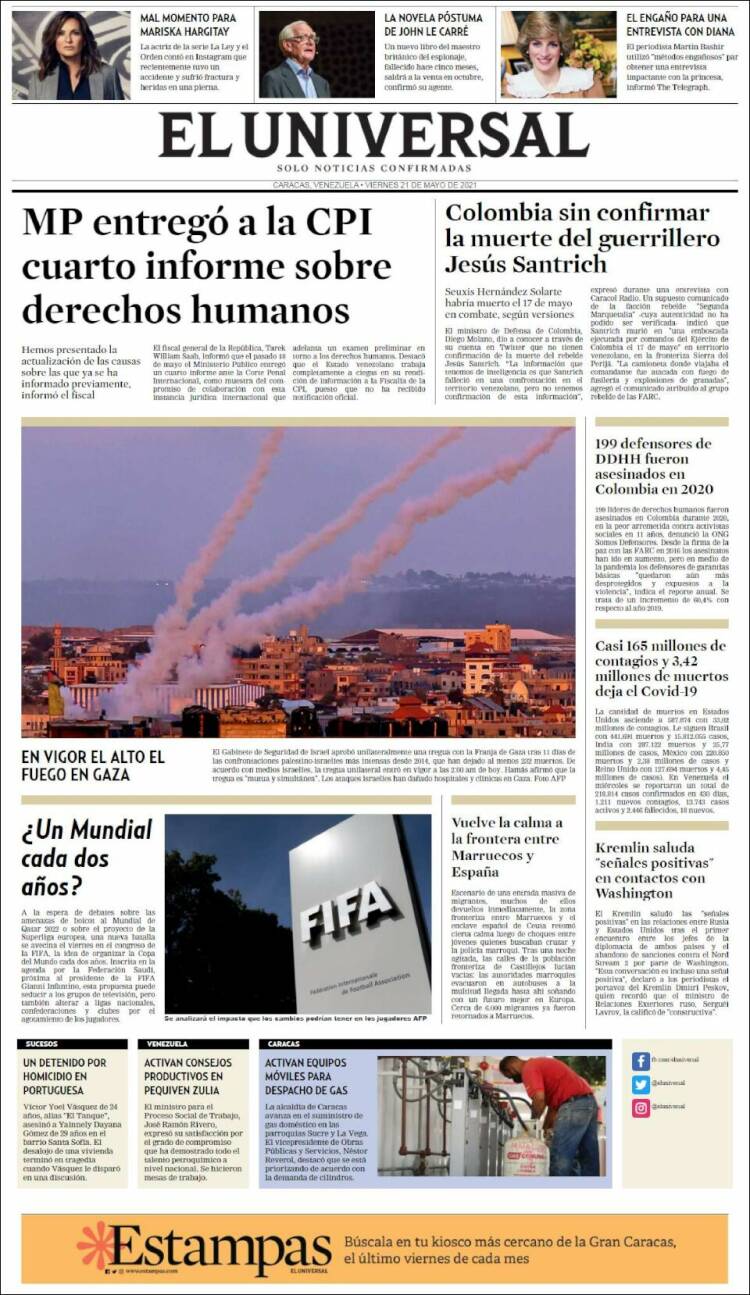Portada de Universal (Venezuela)
