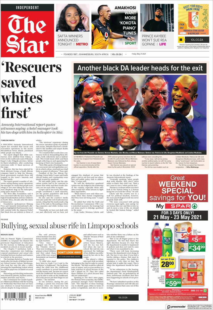 Portada de The Star (Sud&aacute;frica)