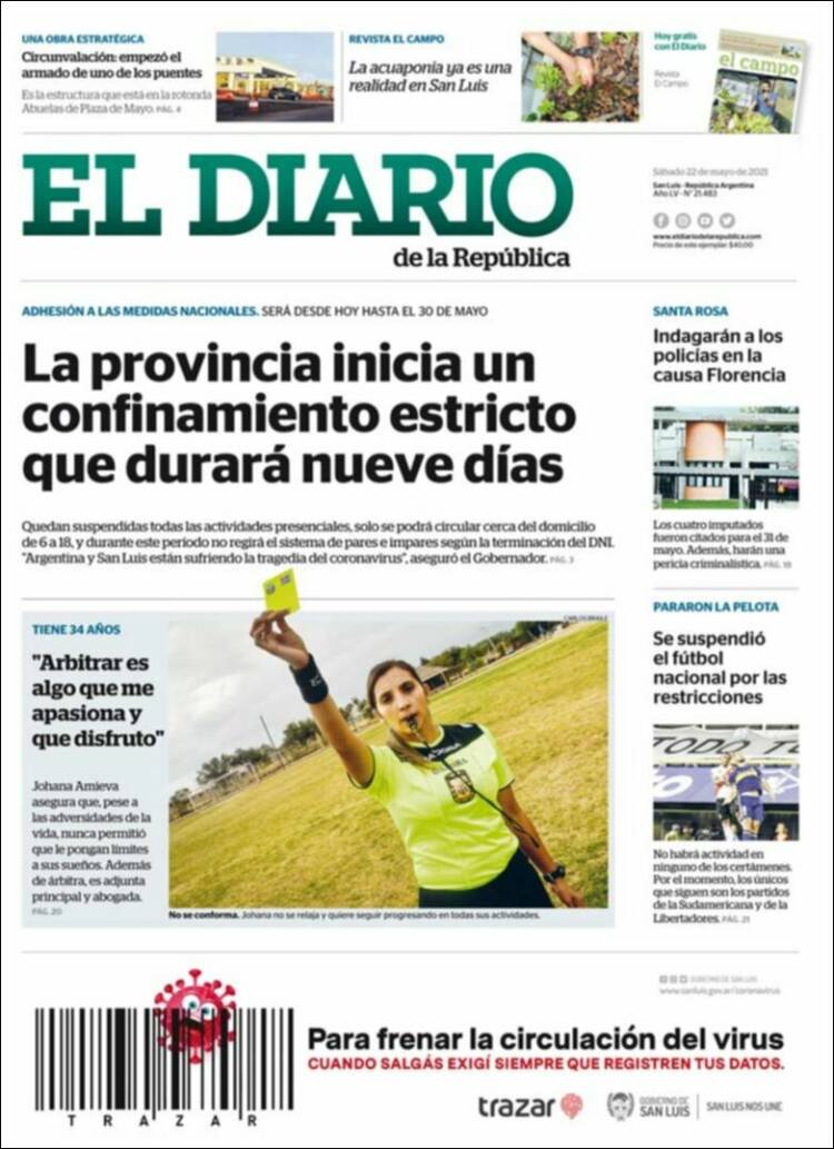 Portada de Diario de la República (Argentina)