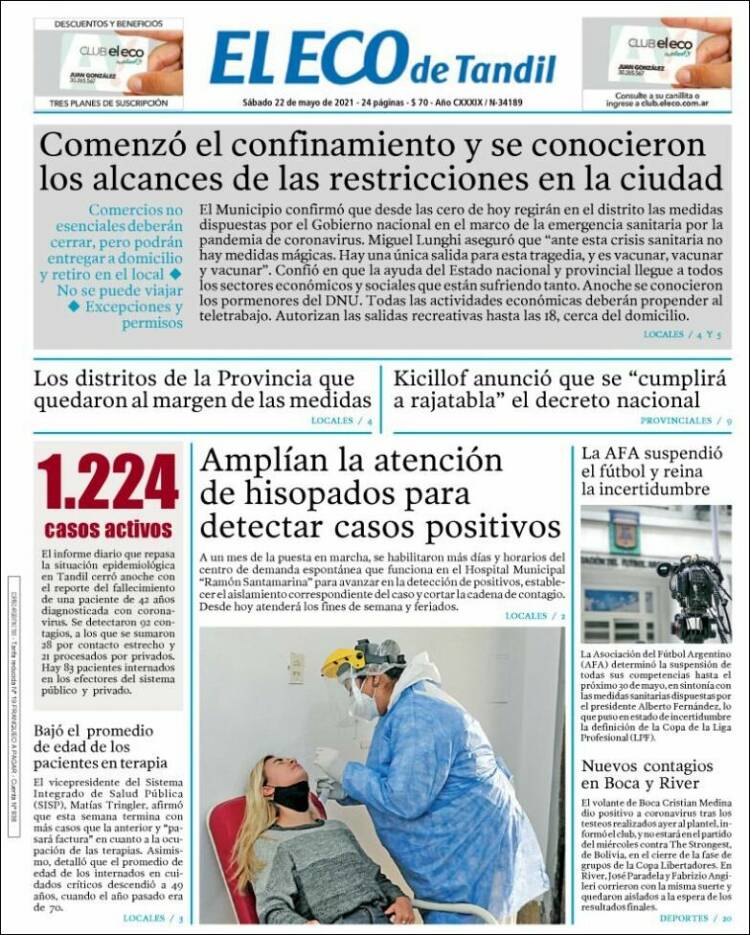 Portada de El Eco de Tandil (Argentina)