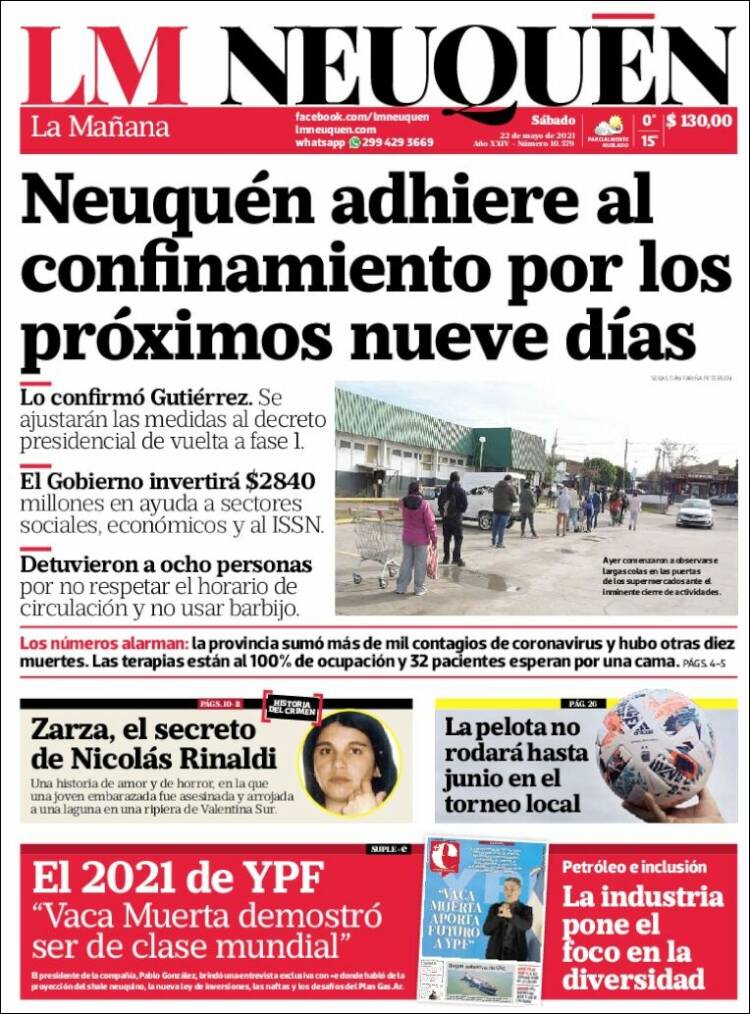 Portada de La Mañanade Neuquén (Argentina)