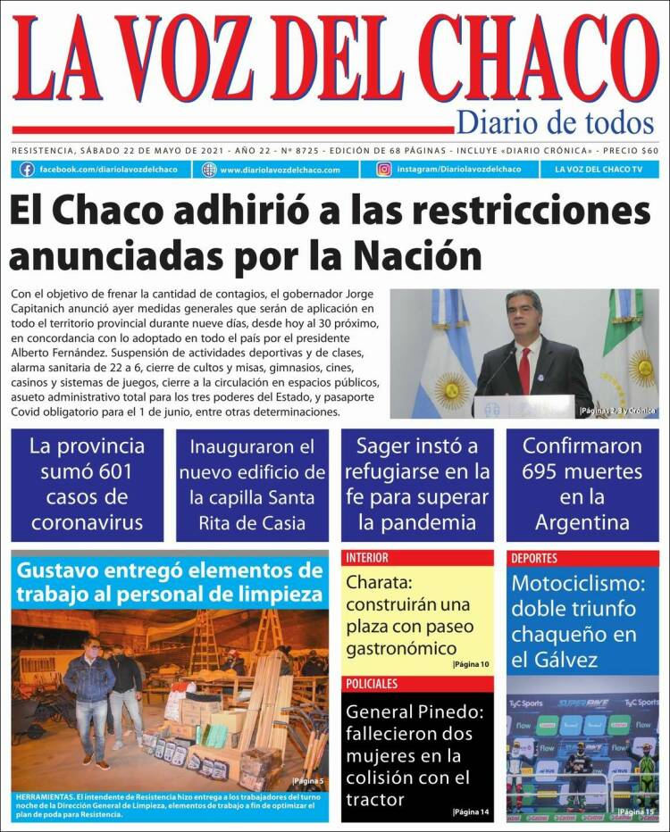 Portada de La Voz del Chaco (Argentina)