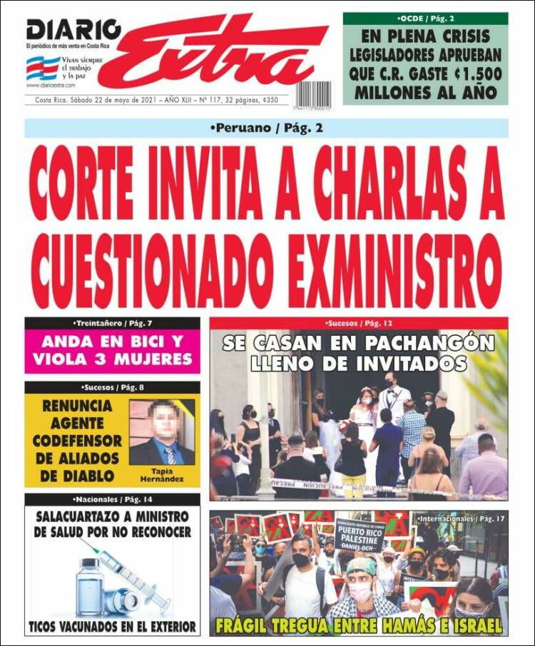 Portada de Diario Extra (Costa Rica)