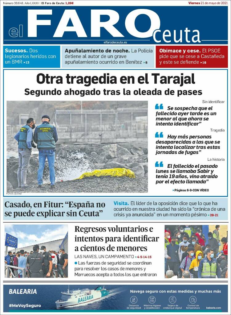 Portada de El Faro de Ceuta (España)