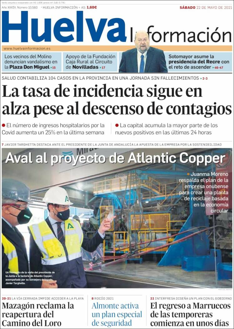 Portada de Huelva Información (España)