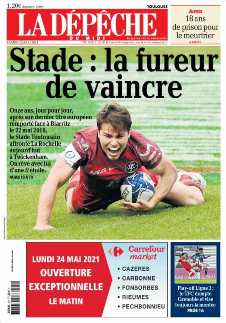 Portada de La Dépêche du Midi (Francia)