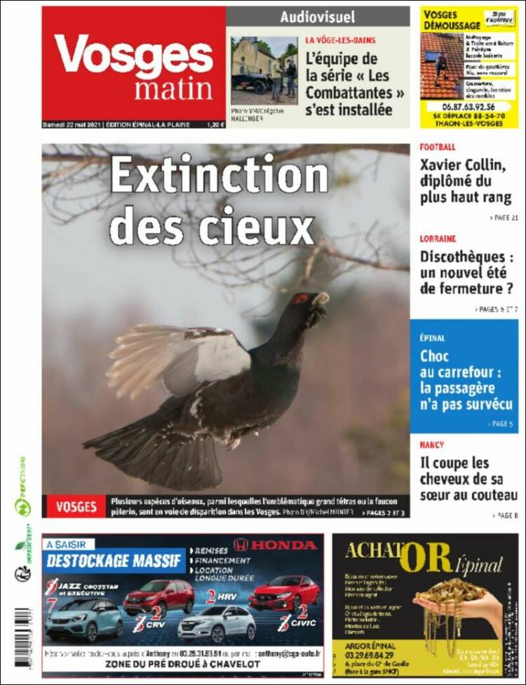 Portada de Vosges Matin (Francia)