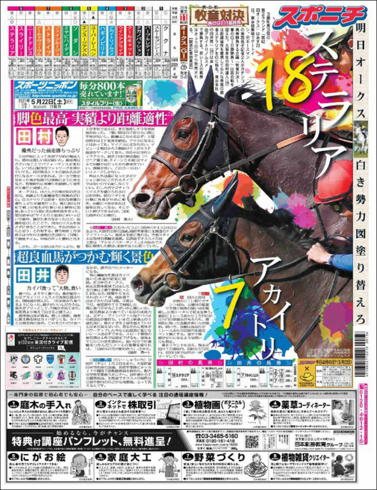 Portada de Sports Nippon - スポーツニッポン, (Jap&oacute;n)