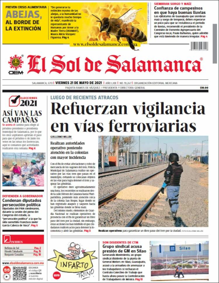 Portada de El Sol de Salamanca (M&eacute;xico)