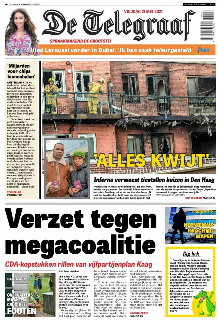 Portada de De Telegraaf (Pa&iacute;ses Bajos)