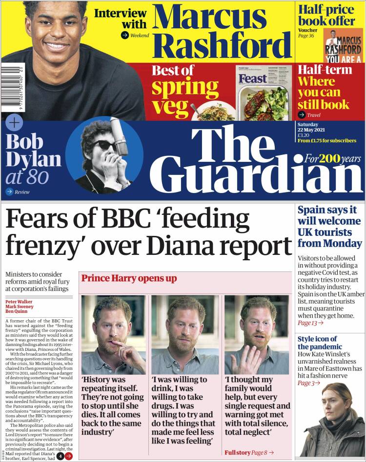 Portada de The Guardian (Reino Unido)