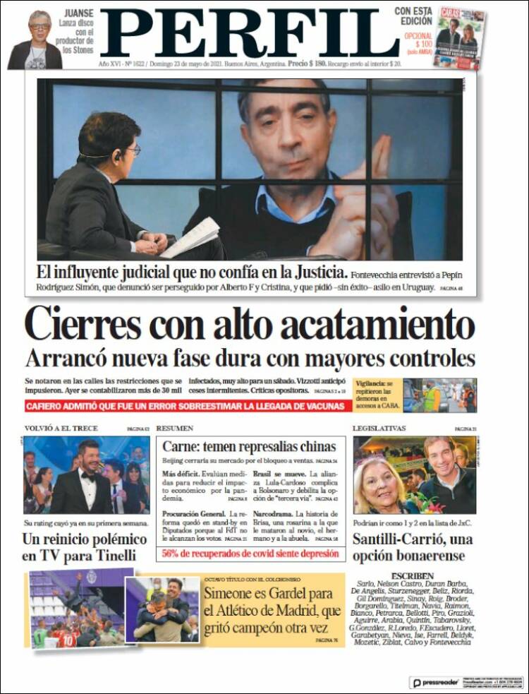 Portada de Diario Perfil (Argentina)